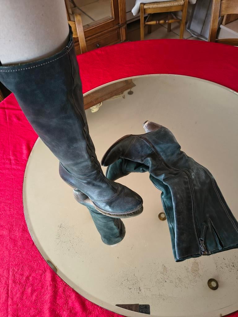 Donkergroene hoge lederen laarzen maat 38, Kleding | Dames, Ophalen