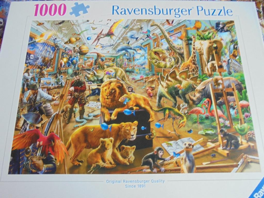 Puzzel Ravensburger 1000 stukjes "chaos in the gallery", Ophalen of Verzenden, 500 t/m 1500 stukjes, Zo goed als nieuw, Legpuzzel