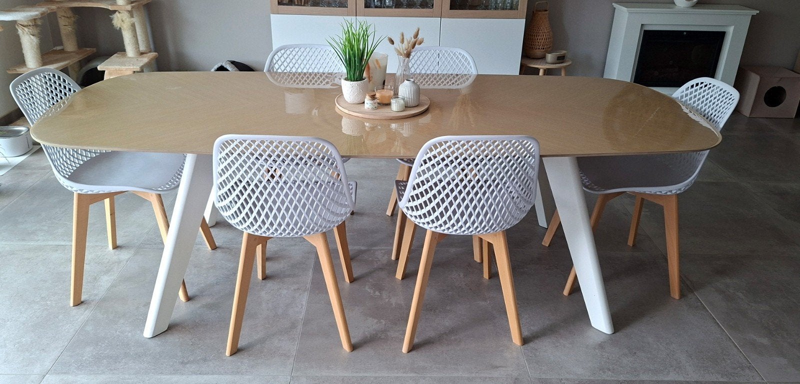 Table rectangulaire coins arrondis 240 x 100 cm, Comme neuf, Enlèvement, Scandinave, Blanc