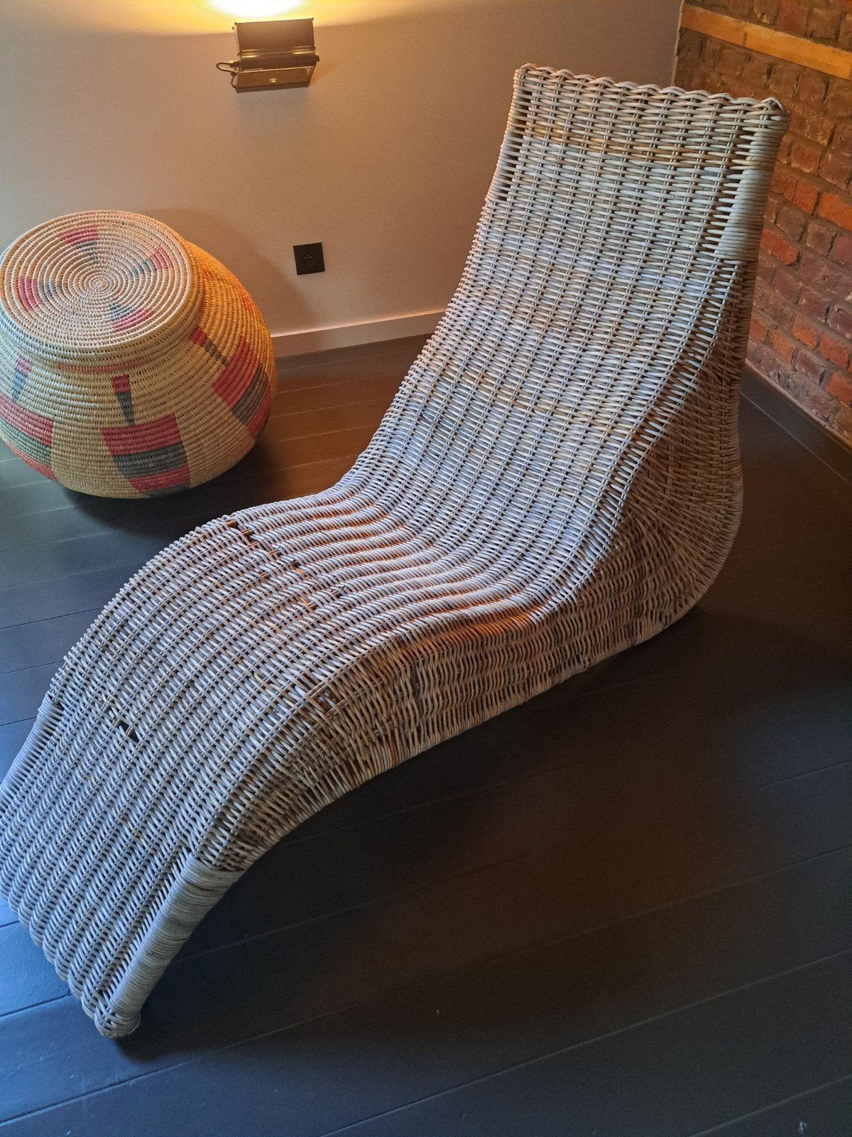 Ikea ligbed, Ophalen, Gebruikt, Rotan, Verrijdbaar