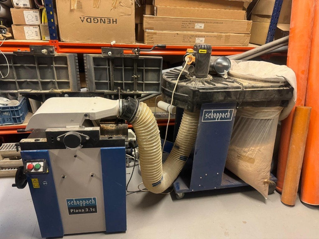 Raboteuse Scheppach Plana 3.1c + Aspi + Déstockage matériaux, Enlèvement, Utilisé, Électrique