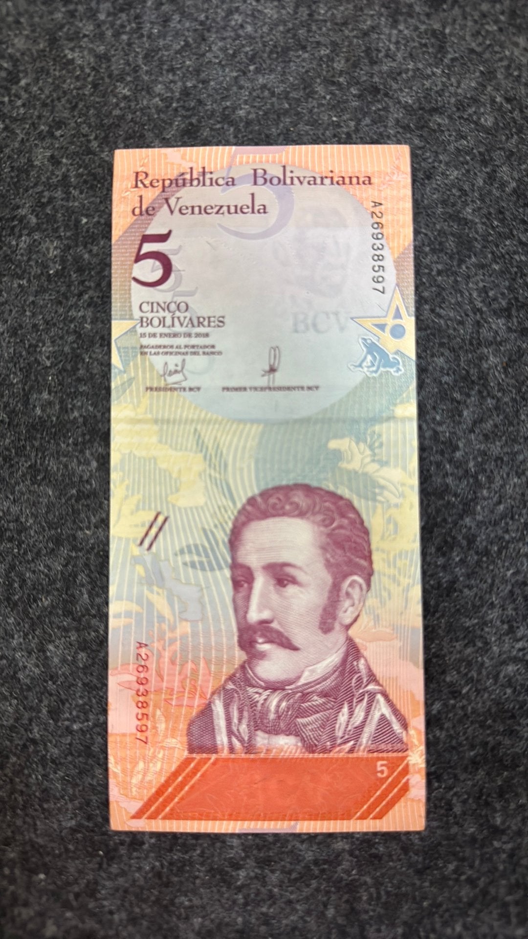 5 bolivares Venezuela UNC, Postzegels en Munten, Bankbiljetten | Amerika, Verzenden