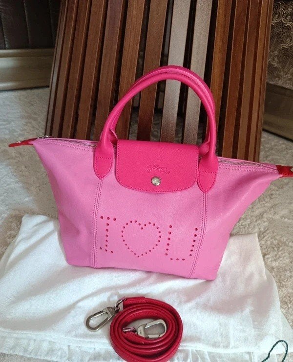 Roze leren tas Longchamp, Verzenden, Roze