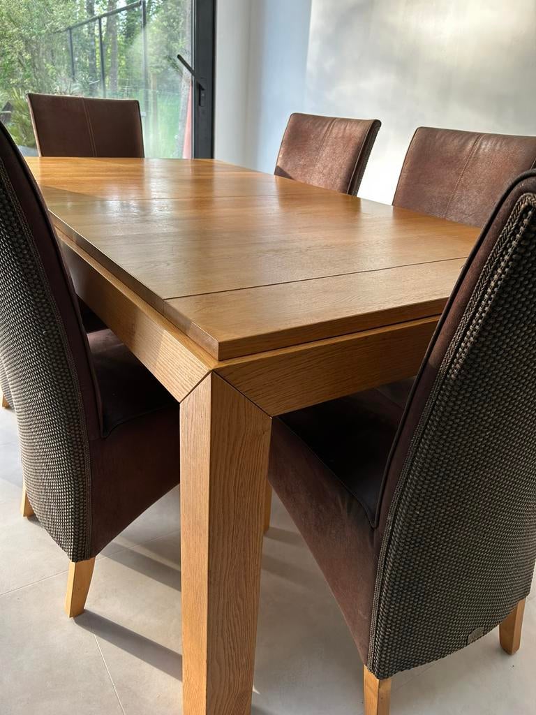 Salle à manger chêne massif couleur miel, Enlèvement, Comme neuf