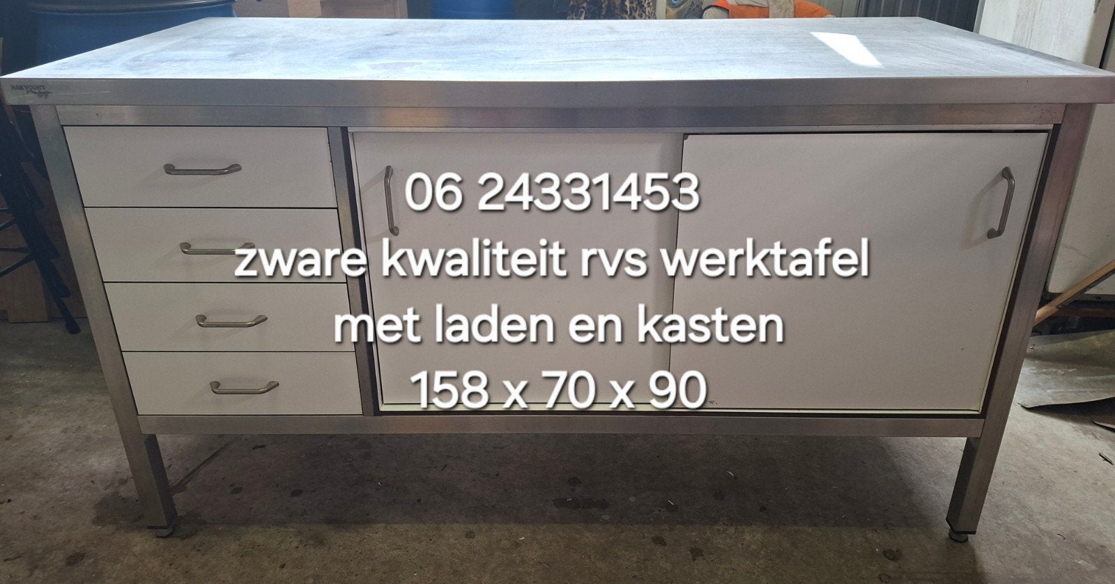 in topstaat verkerende rvs werktafel, Ophalen, Zo goed als nieuw, 50 tot 75 cm, 150 tot 200 cm