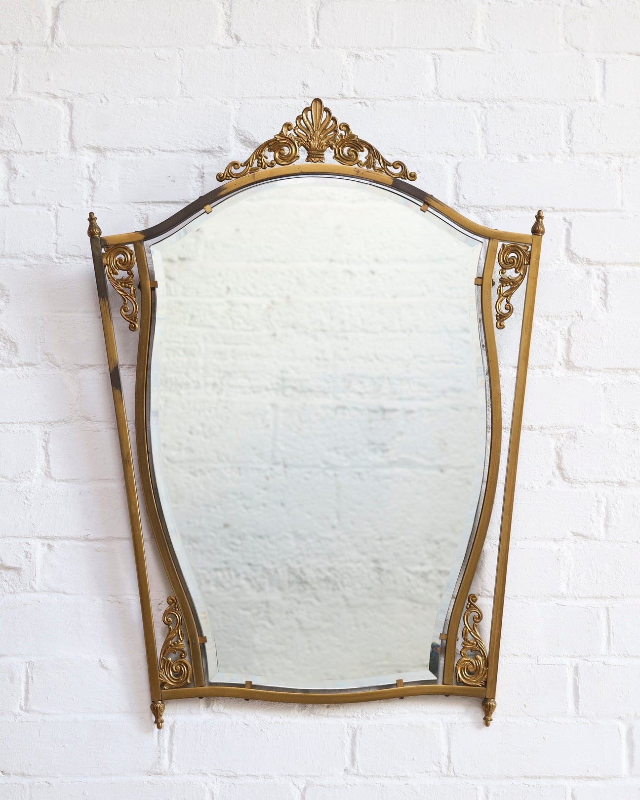 Miroir décoratif en laiton Art Déco, Antiquités & Art, Antiquités | Miroirs, Enlèvement, Autres formes, 50 à 100 cm, Moins de 100 cm