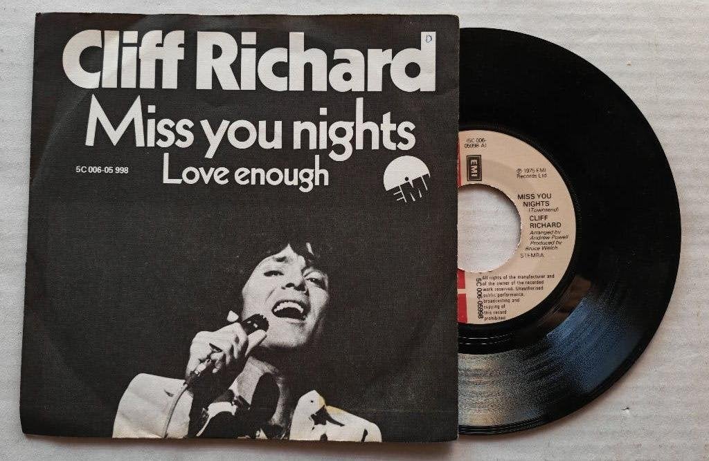 CLIFF RICHARD - Miss you nights (45t), Ophalen of Verzenden, Zo goed als nieuw, 7 inch, Pop
