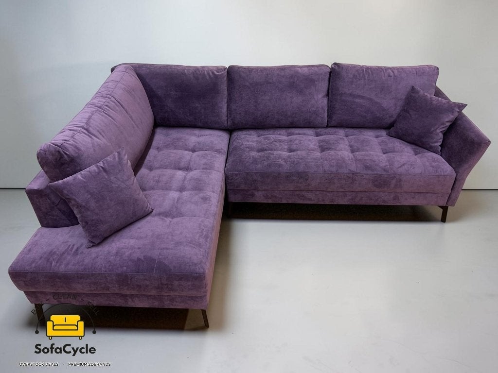 Chateau d'Ax hoekzetel paars velours – nieuw, Gebruikt, Zonnestraat 223-229, 9600 Ronse, België, Info@sofacycle.be, SofaCycle VOF