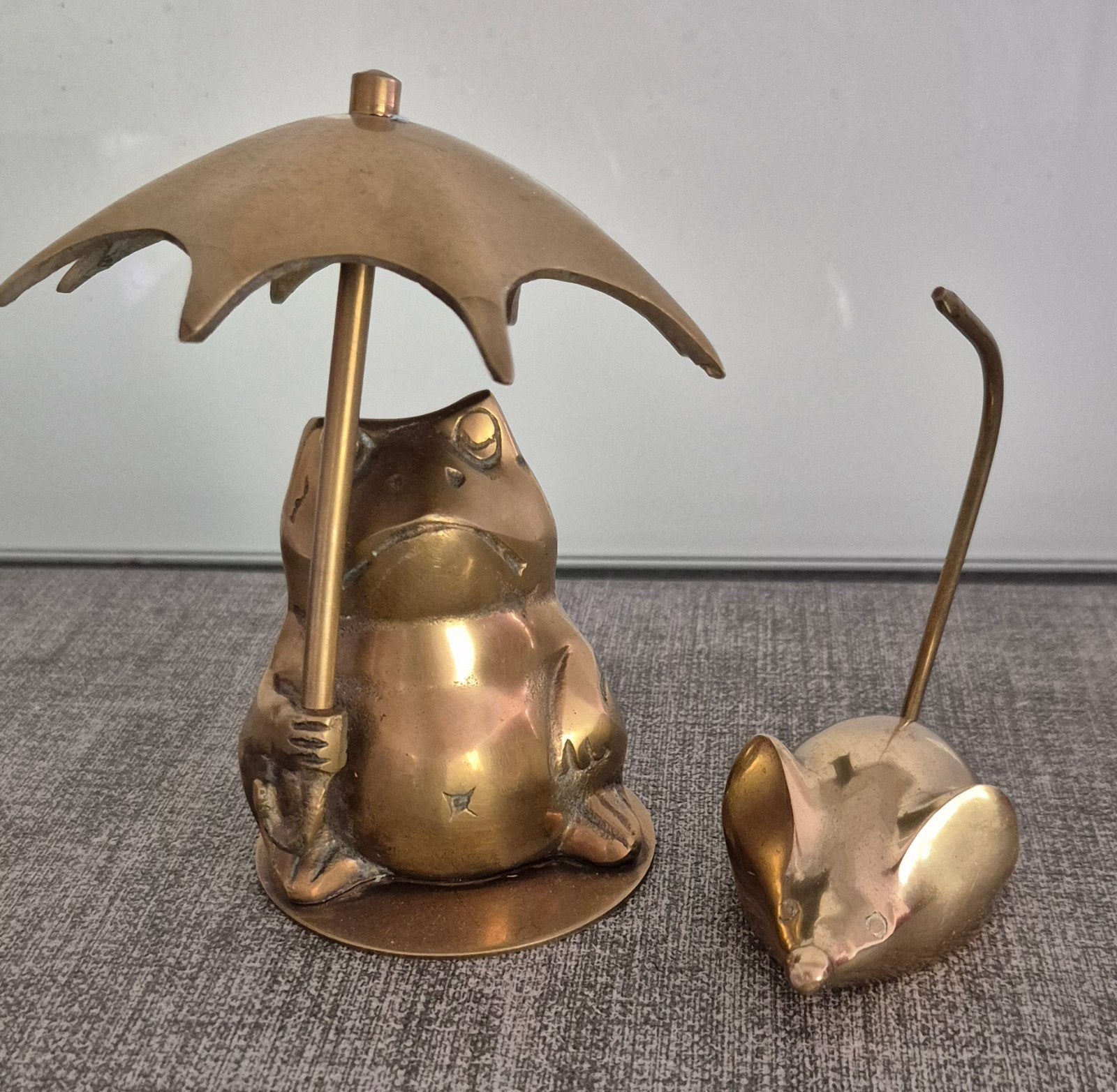 Hollywood Regency messing beeldjes: Kikker & Muis (Vintage), Ophalen