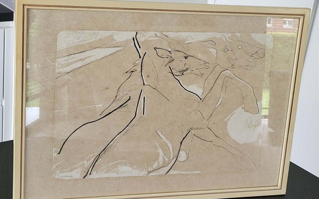 Landuyt Octave, fotogravure paarden, Antiek en Kunst, Ophalen