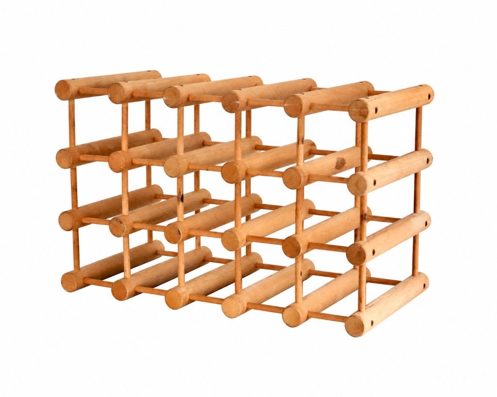 Vintage houten wijnrek deens design, Ophalen of Verzenden, Gebruikt, Hout