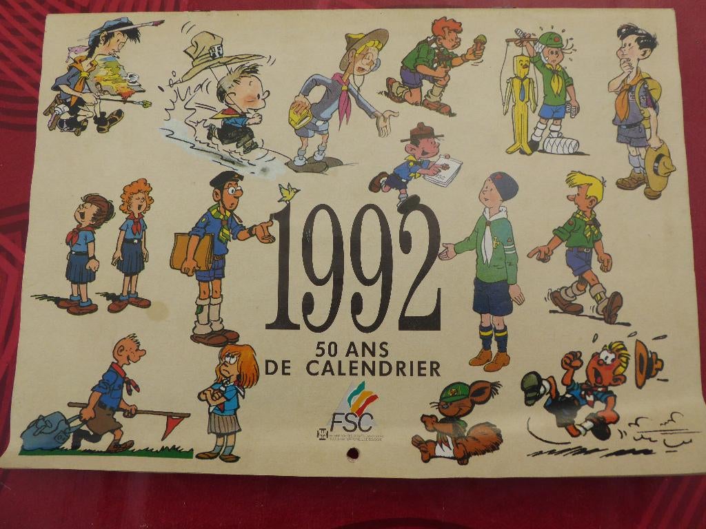 calendrier scout 92,la scouterie  , bd , Peyo ,Hergé, etc..., Une BD, Enlèvement ou Envoi, Utilisé
