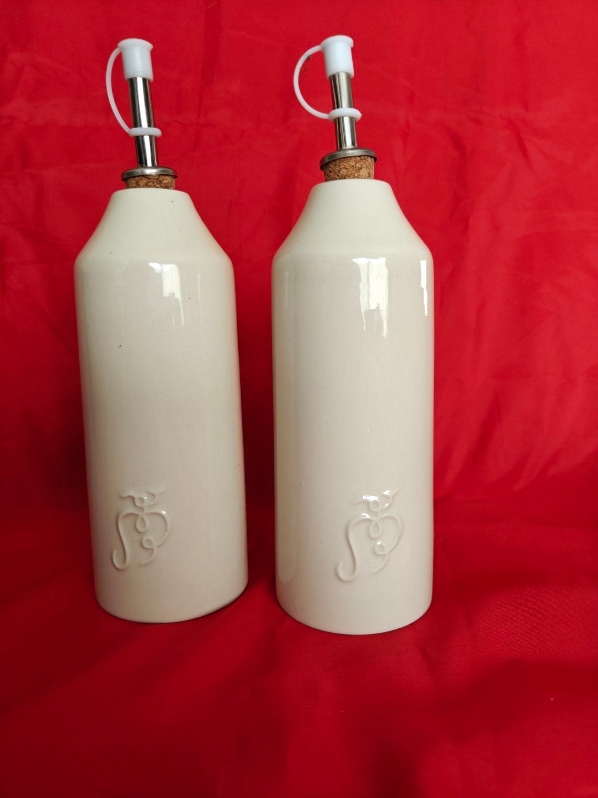 Ensemble d'huile et de vinaigre en céramique portugaise, Enlèvement ou Envoi, Neuf, Matériau naturel, Beige