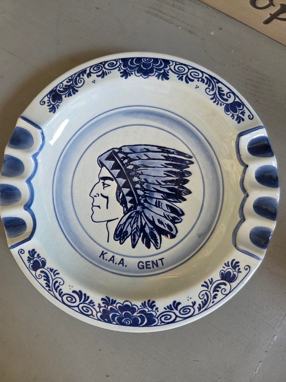 K.A.A. Gent bord / asbak in delft blauw, Ophalen