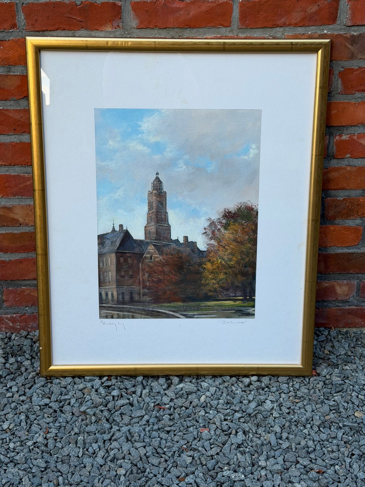 Sfeervol stadsgezicht “Dendermonde”, Antiek en Kunst, Ophalen, Stadsgezicht, Gesigneerd