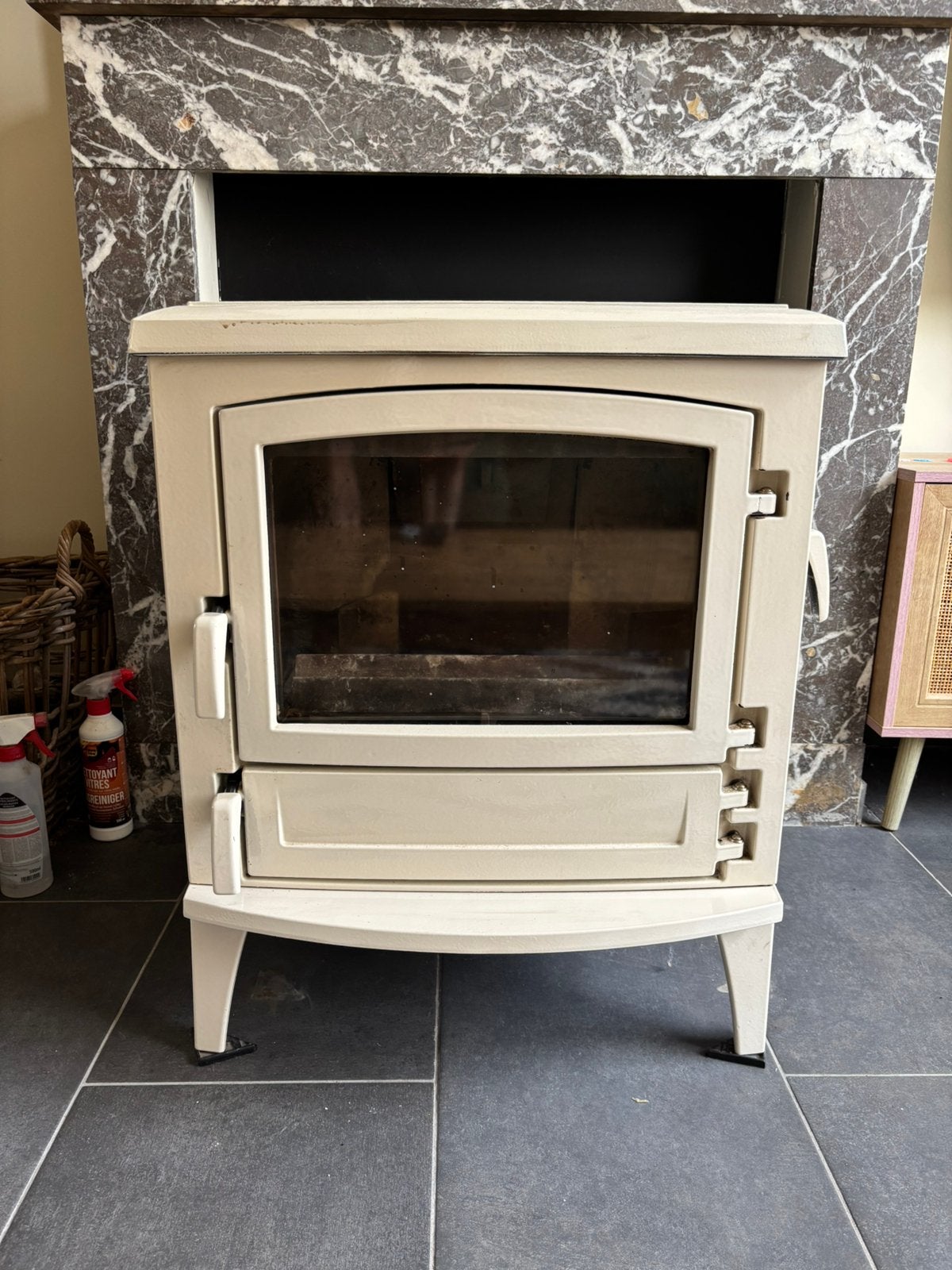 Saey Gustav Houtkachel – Crème Emaille (9 kW), Enlèvement, Utilisé, Poêle à bois
