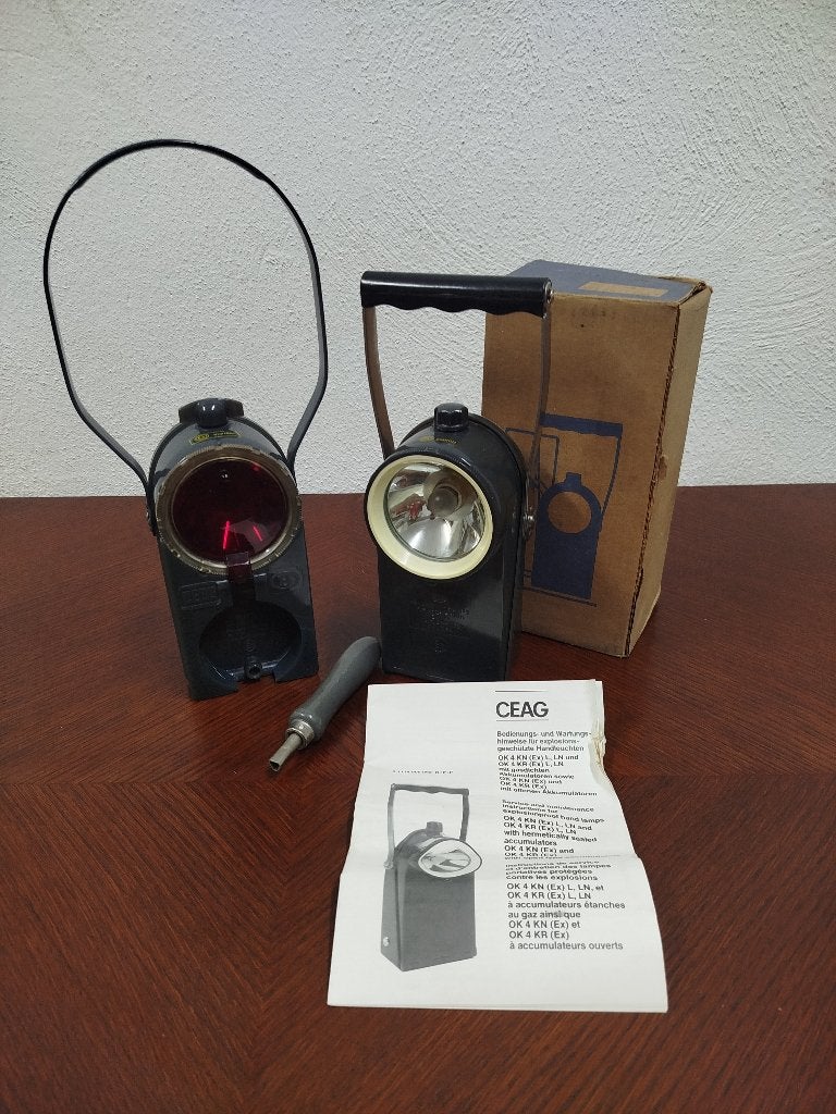 Unieke CEAG OK 4 KN / KRL Explosieveilige Handlampenset, Antiek en Kunst, Ophalen of Verzenden