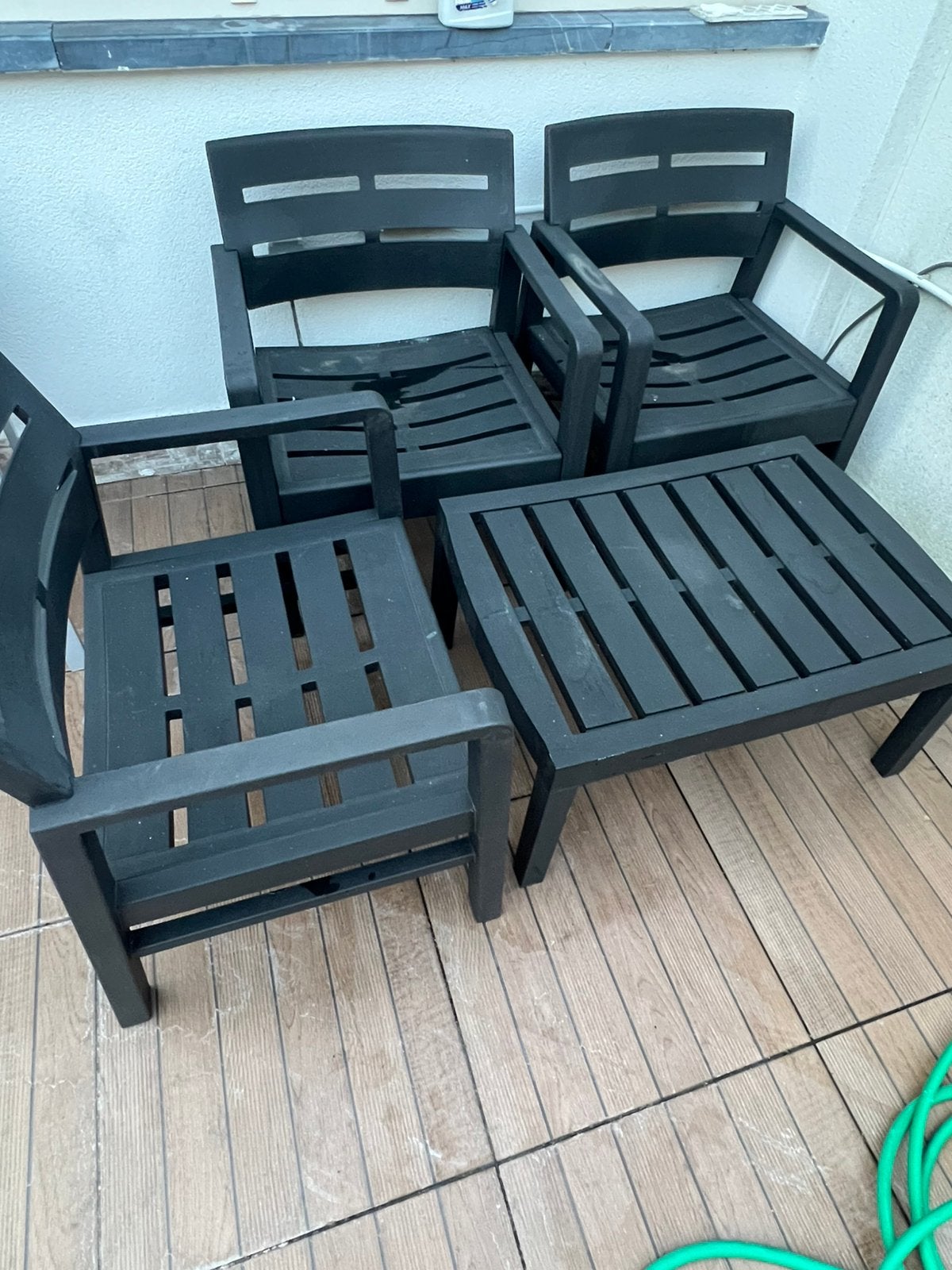 Tuinset met tafel en 3 stoelen – weinig gebruikt, Ophalen, Zo goed als nieuw, Tuinset
