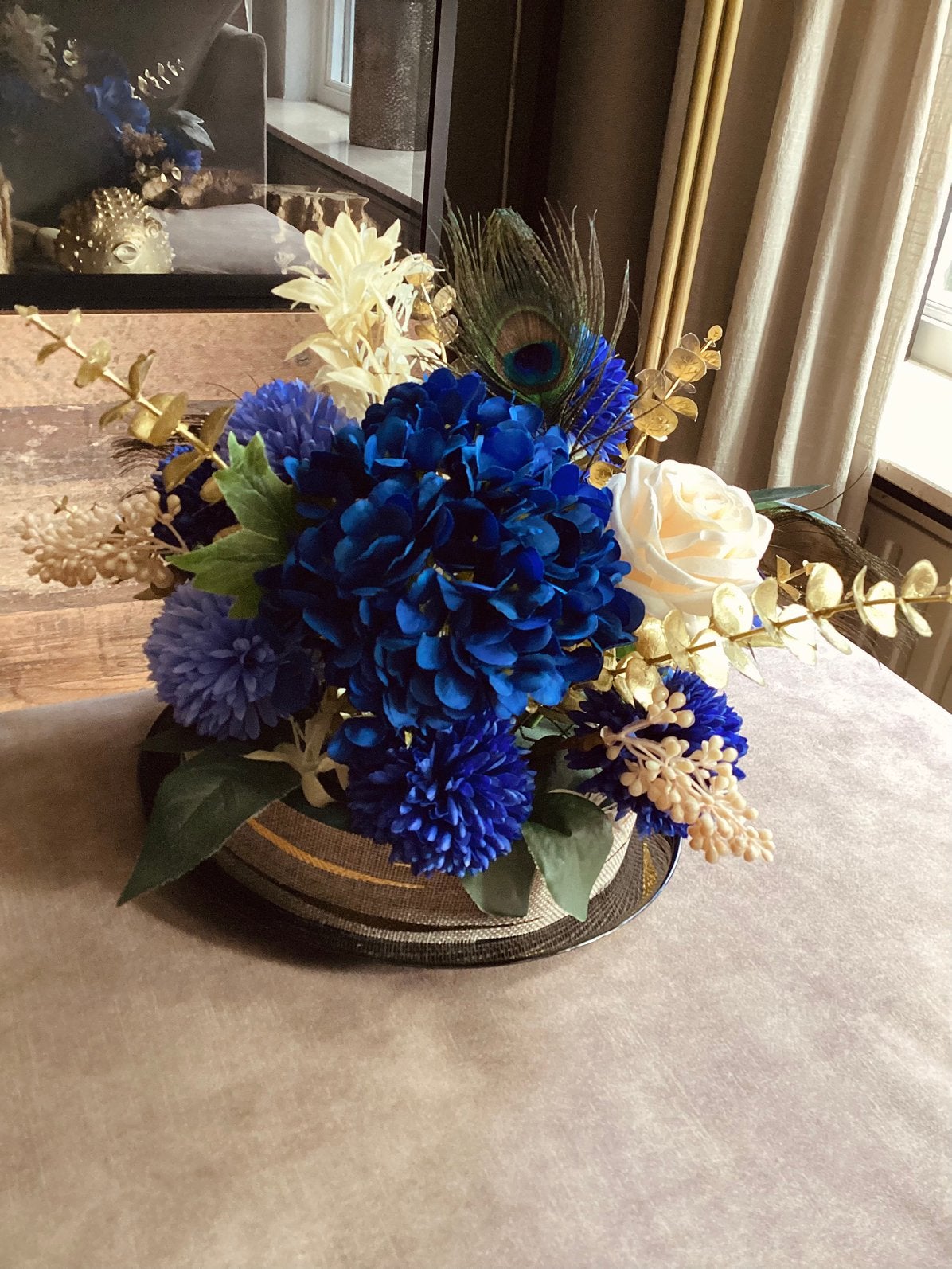Gâteau aux fleurs en soie bleu roi de J&s, Neuf, Intérieur, Arrangement floral, Bleu