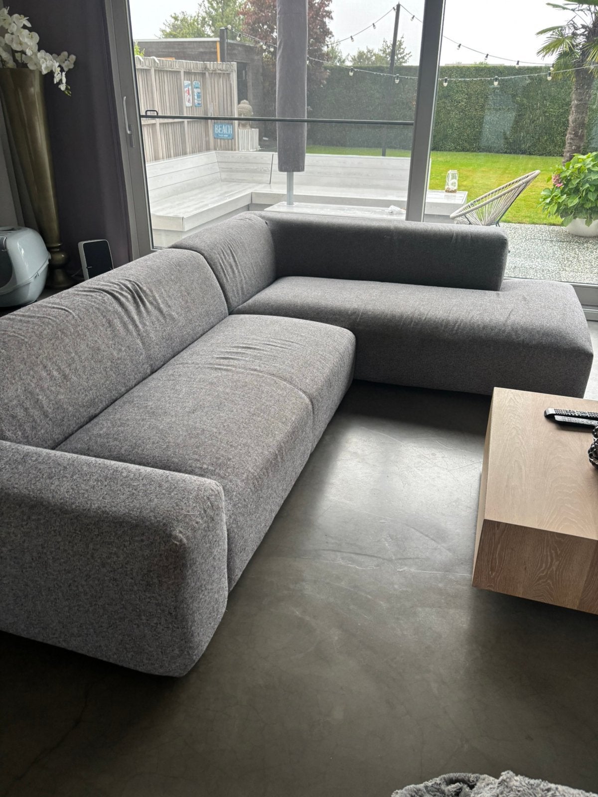 Moderne hoeksalon grijs, Huis en Inrichting, Ophalen, Gebruikt, Stof