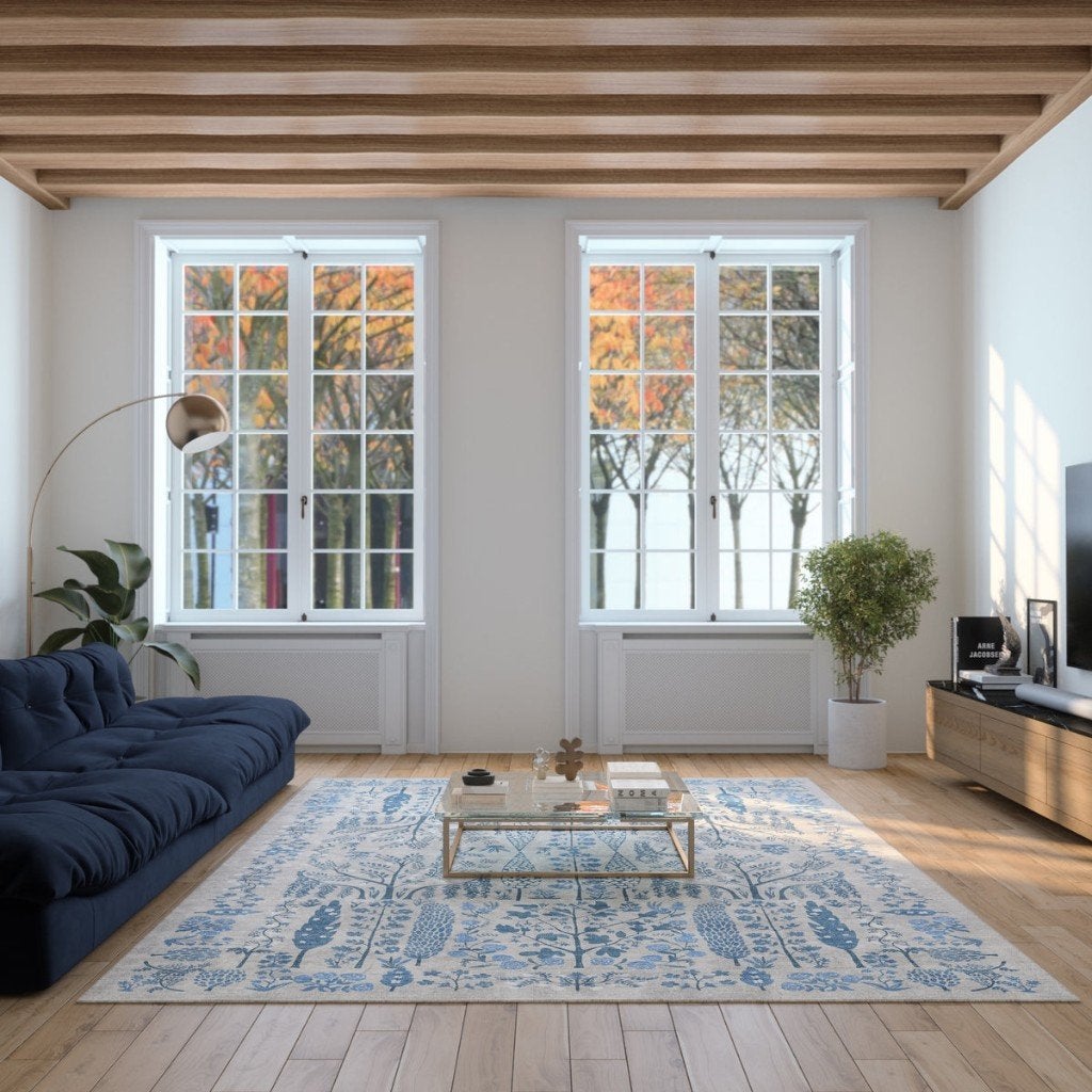 vloerkleed Rug Editorial wasbaar, Maison & Meubles, Enlèvement, Utilisé, Bleu, Rectangulaire