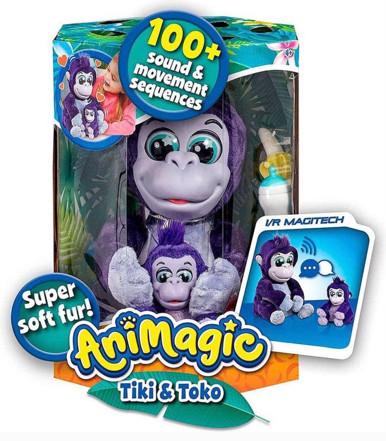 Animagic Tiki & Toko Interactieve pratende Gorilla Knuffels, Kinderen en Baby's, Speelgoed | Knuffels en Pluche, Ophalen of Verzenden