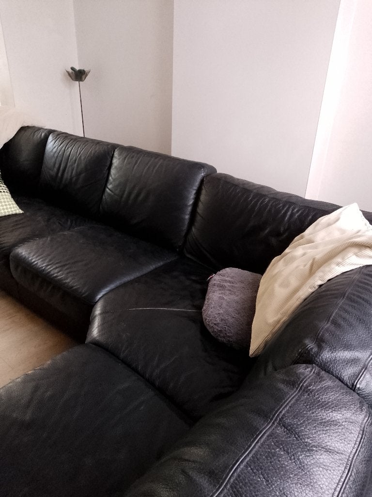 Gratis op te halen zwart lederen salon, Ophalen, Gebruikt, Leer