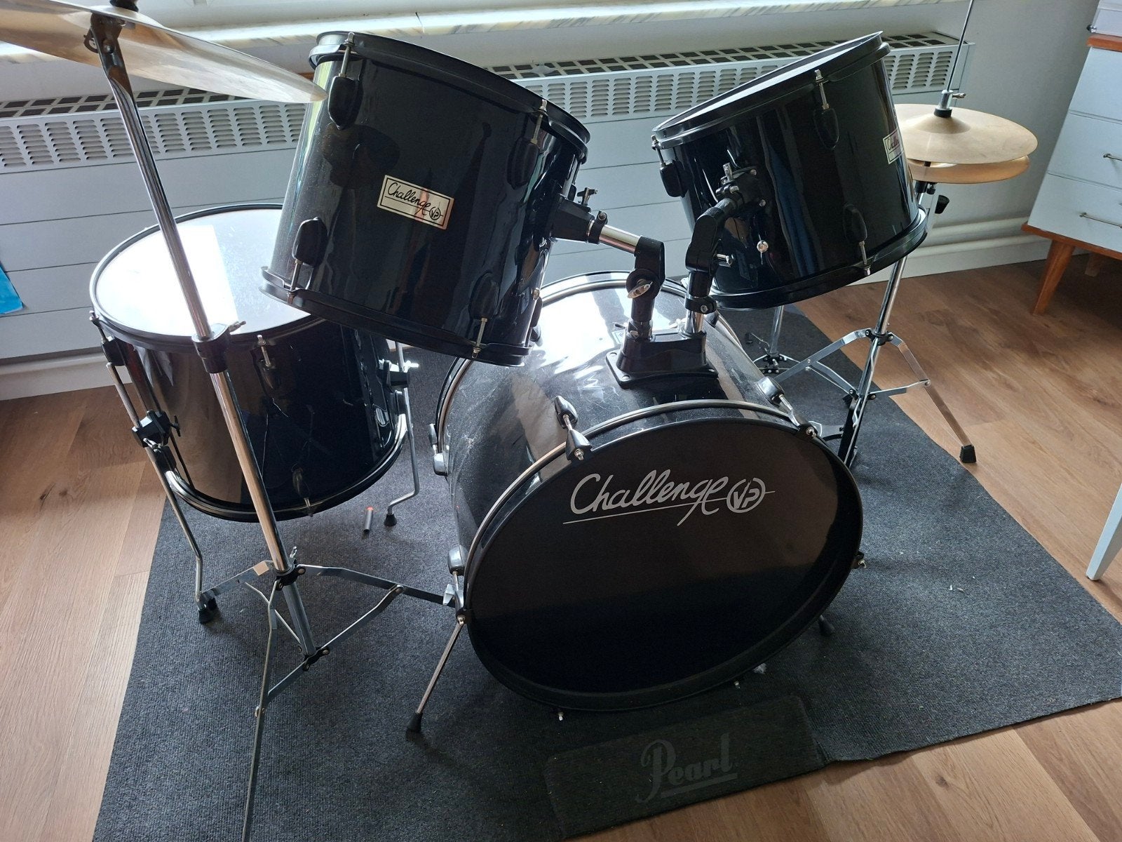 Drumstel met grote vloermat Pearl, Musique & Instruments, Batteries & Percussions, Enlèvement, Utilisé, Autres marques