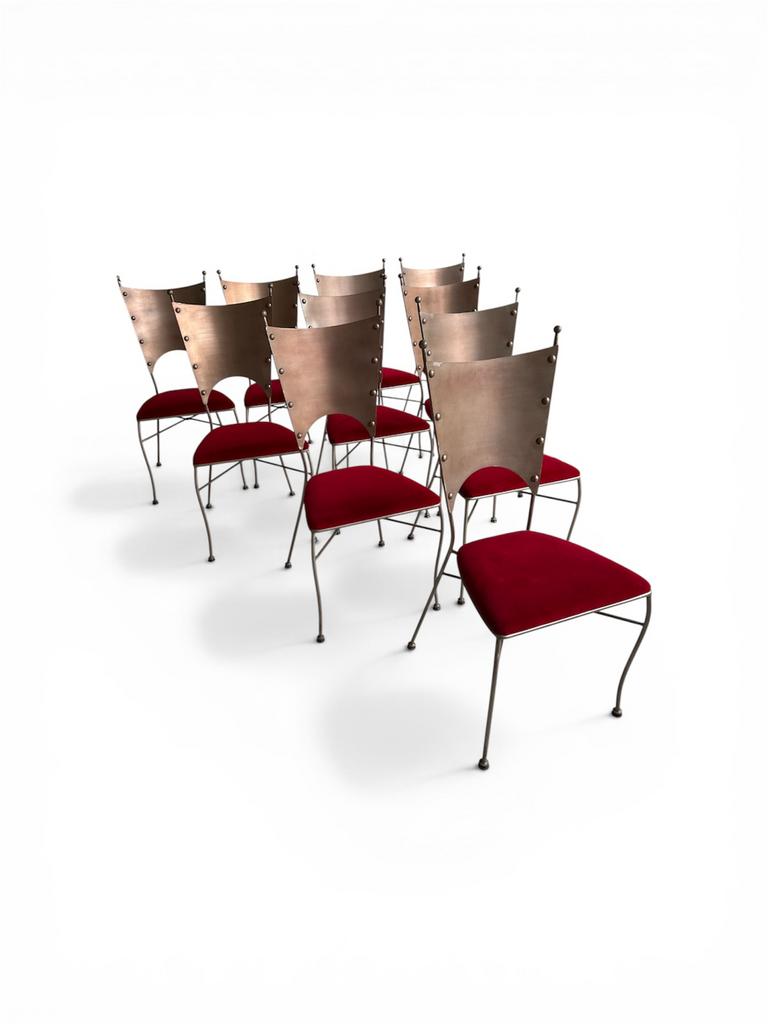 Set Andy Thornton stoelen fluweel rood, Huis en Inrichting, Ophalen, Gebruikt, Stof, Vijf, Zes of meer stoelen