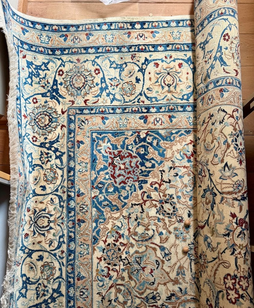 Nain Perzisch tapijt, Ophalen, Blauw, Perzisch, 200 cm of meer