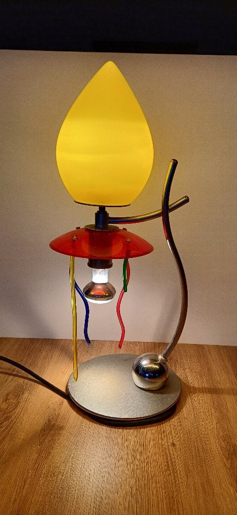 Italiaanse postmoderne / Memphis-style tafellamp, 47 cm, Verre, Fait main, Enlèvement