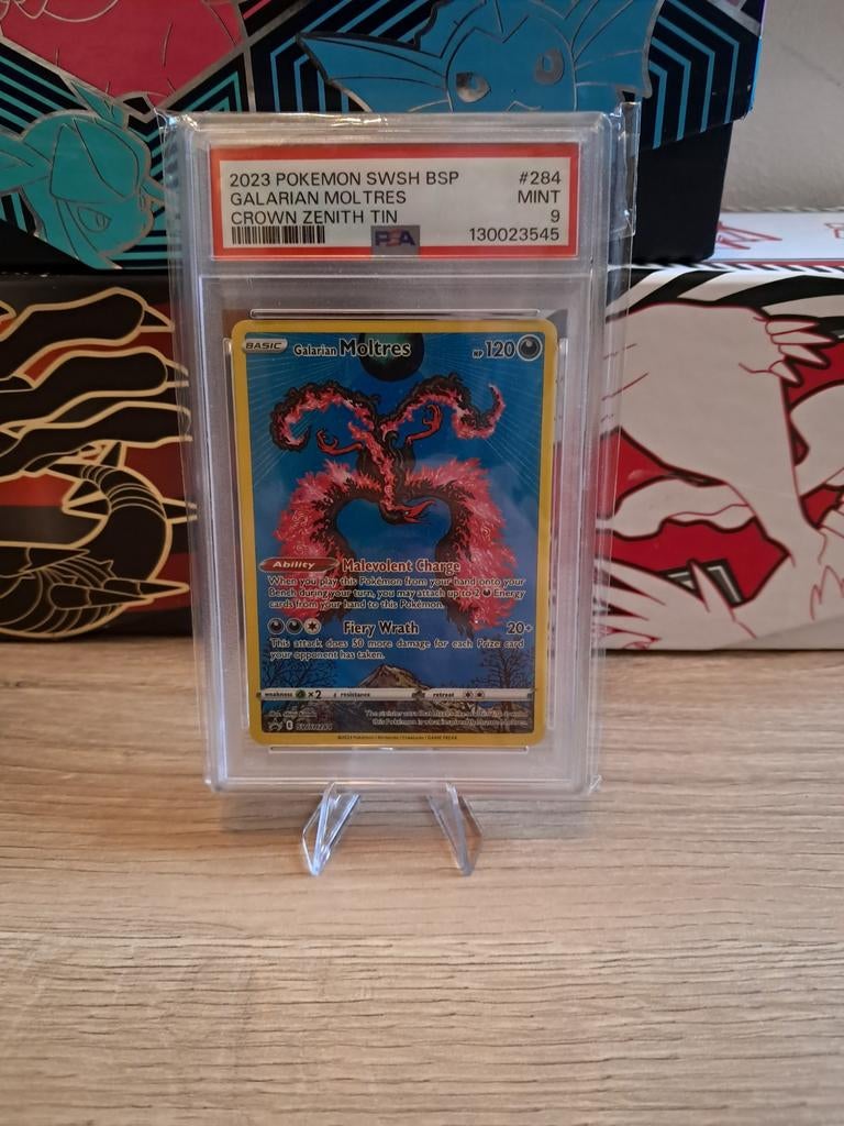 Galarian Moltres Crown Zentih promo 284 psa 9, Ophalen of Verzenden