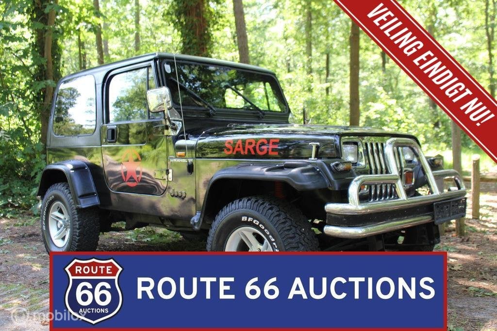 Jeep Wrangler YJ 2.5 | 1992 | Route 66 Auctions, Auto's, Jeep, Zwart, Bedrijf, Handgeschakeld
