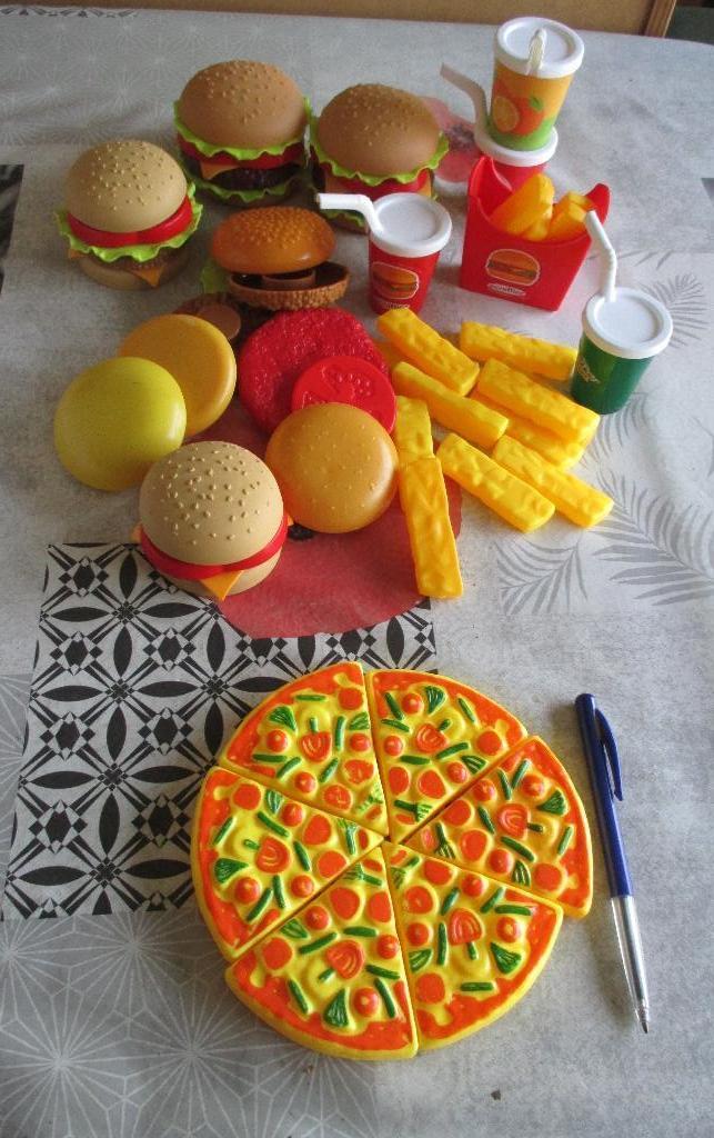speelgoed hamburger en pizza, Ophalen of Verzenden, Zo goed als nieuw, Kunststof, Speelkeuken-accessoire