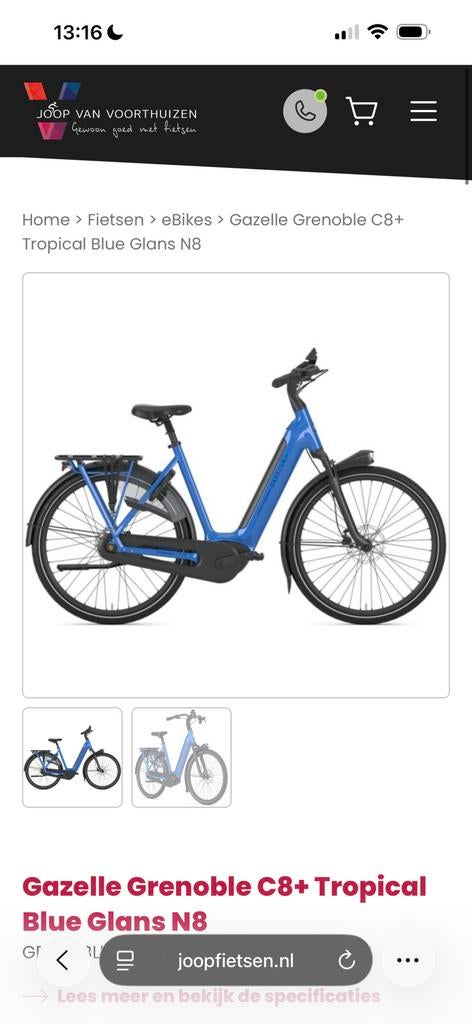 Gazzele elecktrische fiets, Ophalen, Zo goed als nieuw, 30 tot 50 km per accu, Gazelle