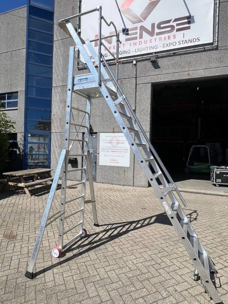 Tubesca Mobiele bordestrap 12 treden, Ophalen, Nieuw, Ladder, 2 tot 4 meter