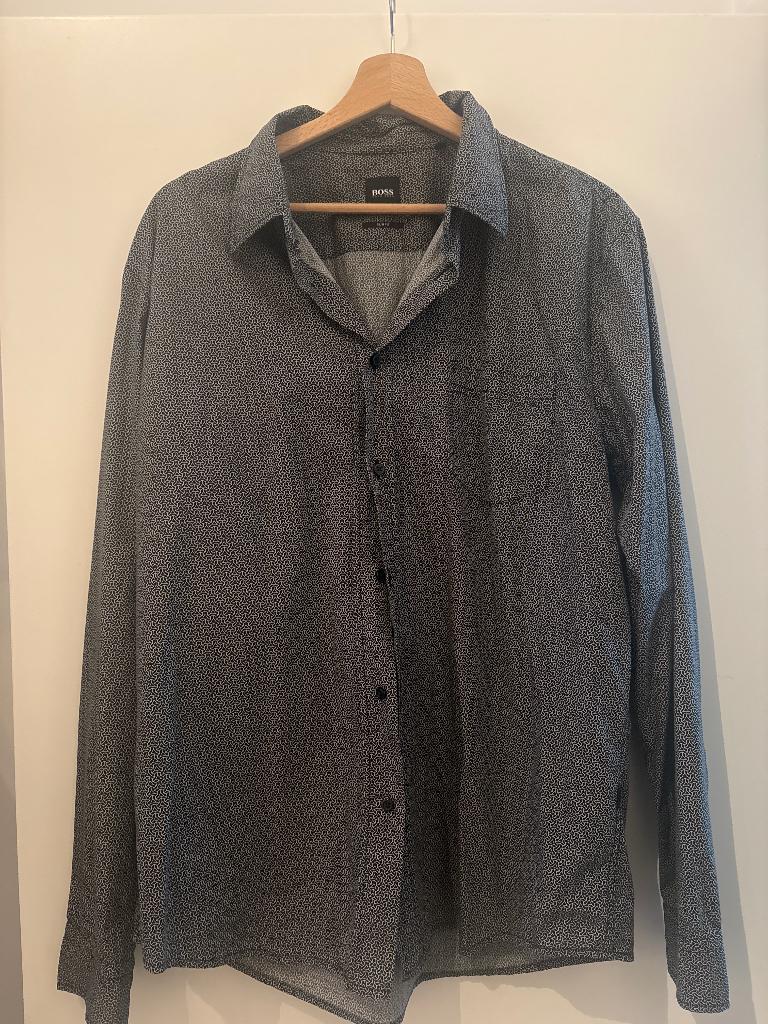 Chemise - Hugo Boss - L, Ophalen, Zwart, Zo goed als nieuw, Halswijdte 41/42 (L)