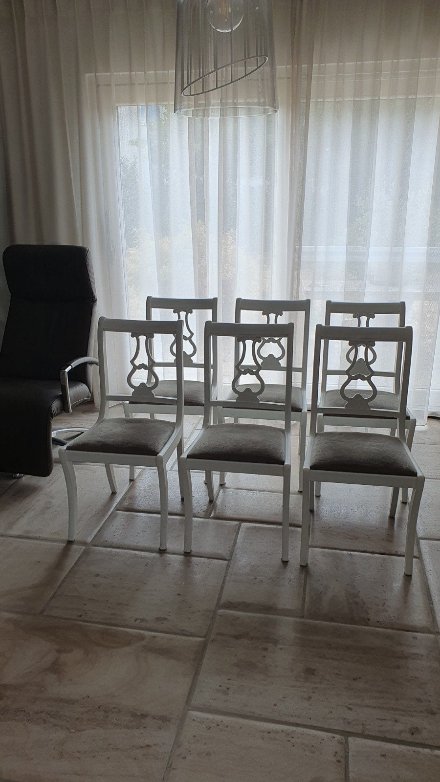 6 witte degelijke eetkamerstoelen te koop, Ophalen