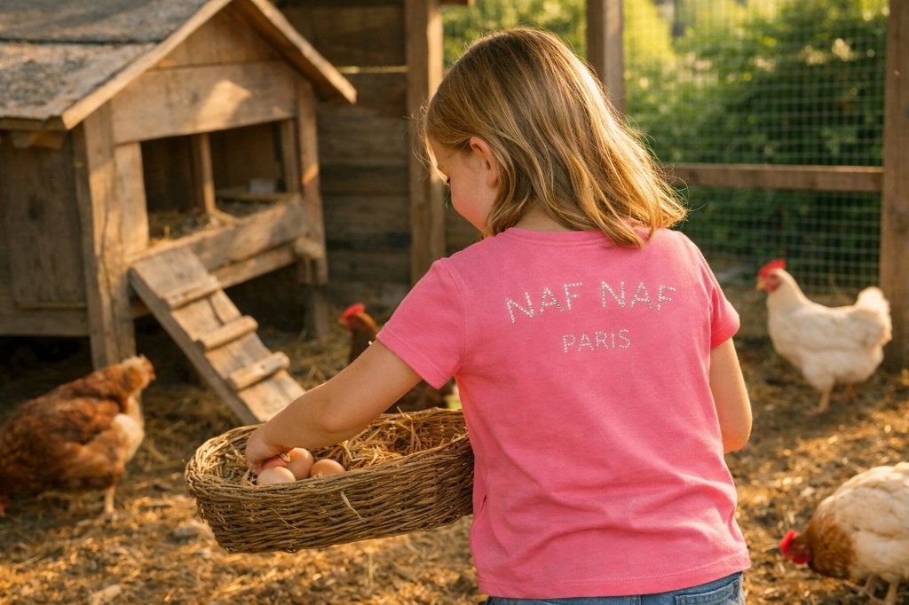 X153. T-shirt pour fillette de 8 ans – Naf Naf Très bon état, Enlèvement ou Envoi, Comme neuf, Fille