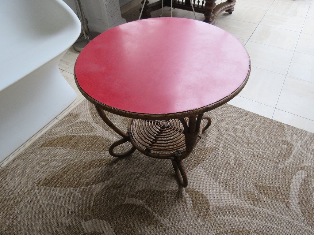 Table basse rouge Formica Leaf, table d'appoint, Antiquités & Art, Enlèvement