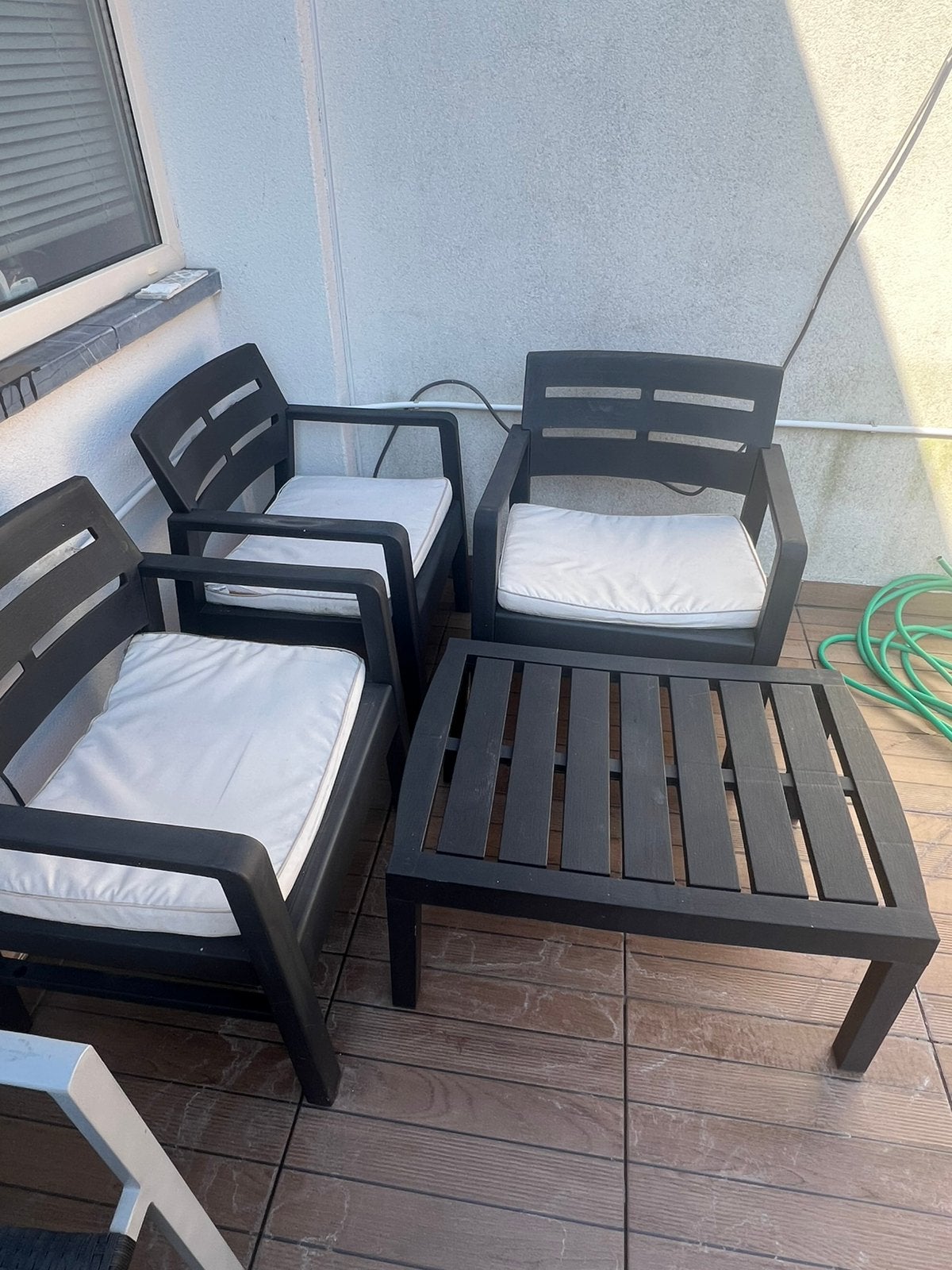 Tuinset met tafel en 3 stoelen - weinig gebruikt, Jardin & Terrasse, Ensembles de jardin, Enlèvement, Comme neuf, Salons de jardin