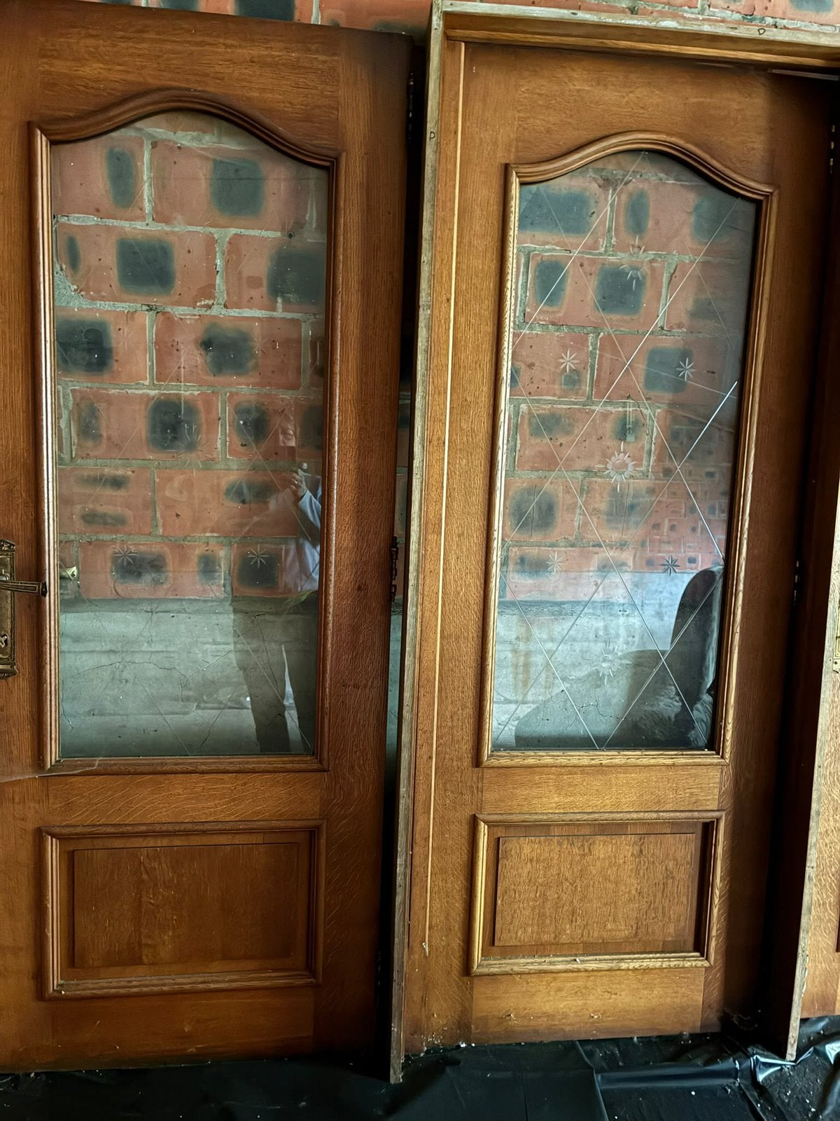 Eiken deur met glas, Ophalen, Gebruikt, Minder dan 80 cm, Binnendeur