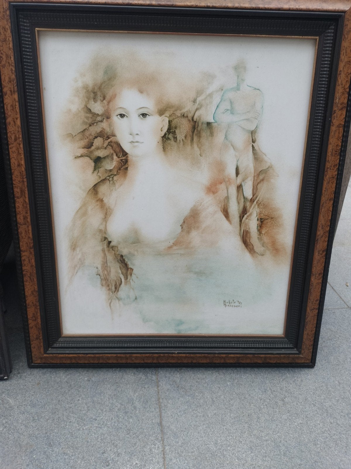 peinture Michèle Broeders 1983, Antiquités & Art, Art | Peinture | Moderne, Portrait