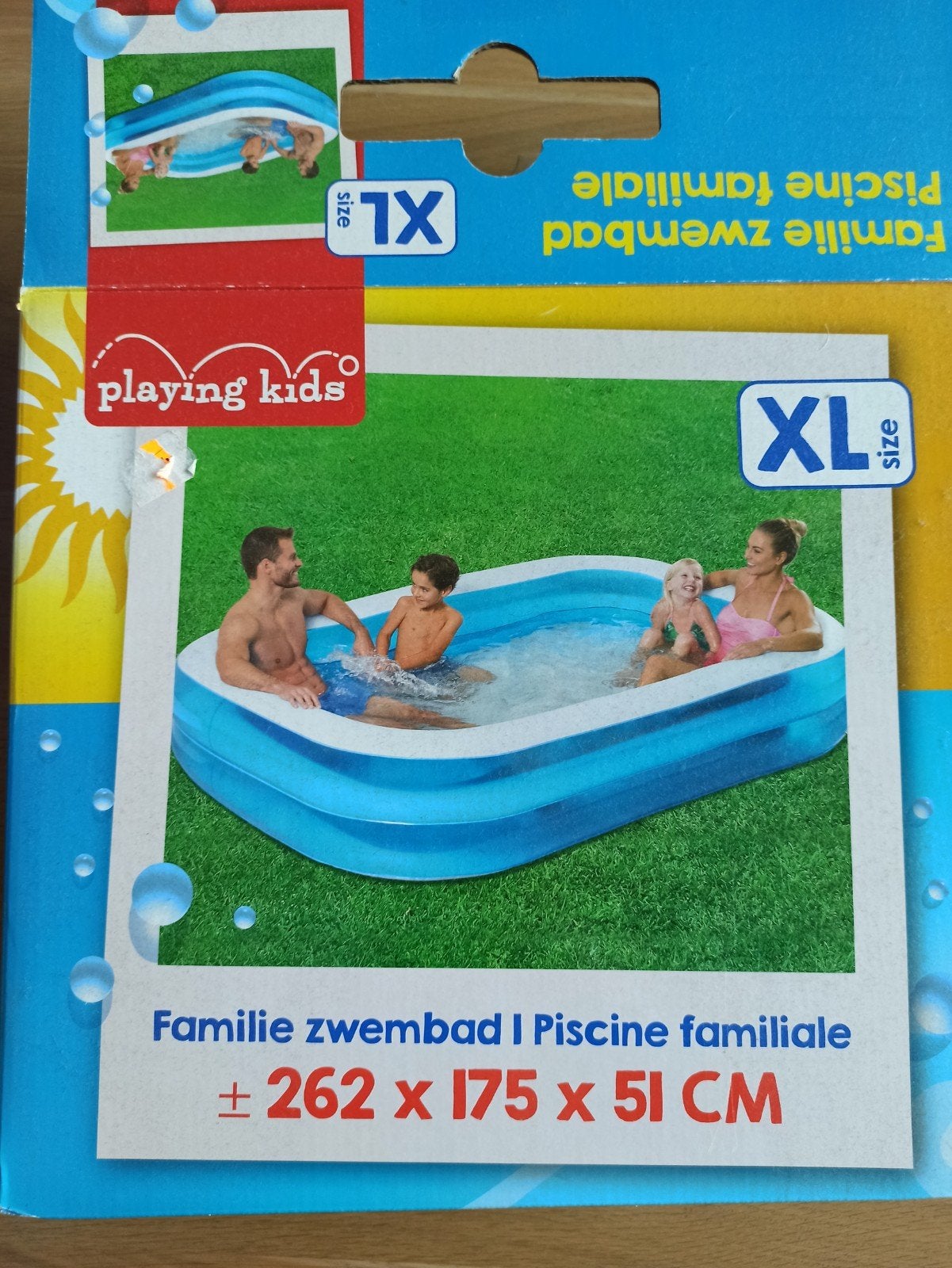 Familie Zwembad XL – 262 x 175 x 51 cm (incl afdekhoes), Tuin en Terras, Gebruikt, Minder dan 80 cm, Opblaaszwembad, Ophalen of Verzenden