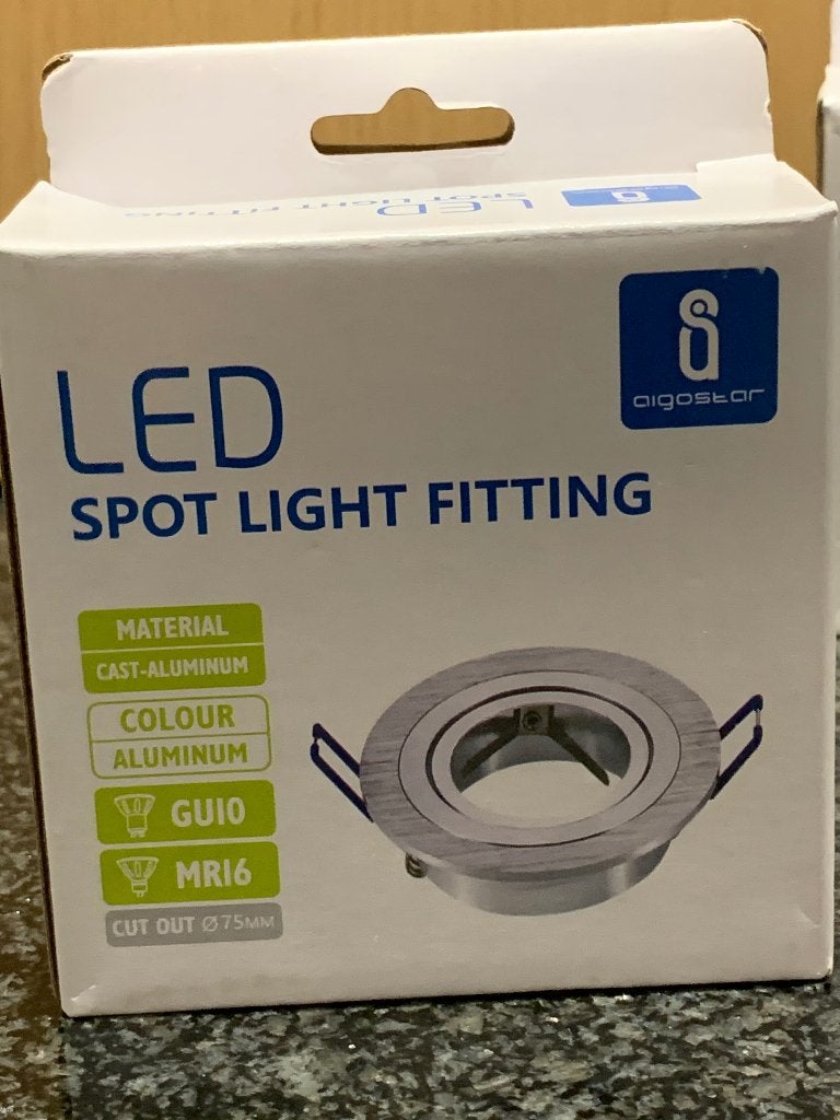 2 x Geborsteld alu. spot armatuur | Enkel | Rond, Neuf, GU10, Spot encastrable, LED