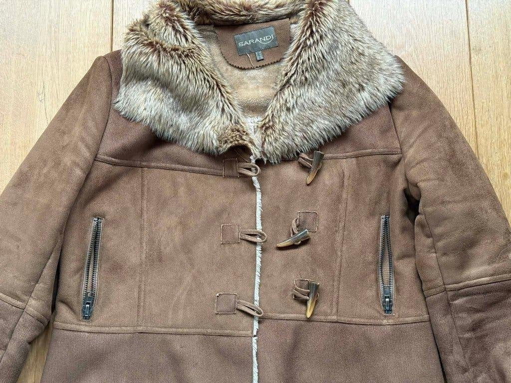 Kort "omgekeerd schaap look" duffelcoatjas 46 XXXL (nieuw), Kleding | Dames, Bruin, Maat 46/48 (XL) of groter, Sarandi, Nieuw