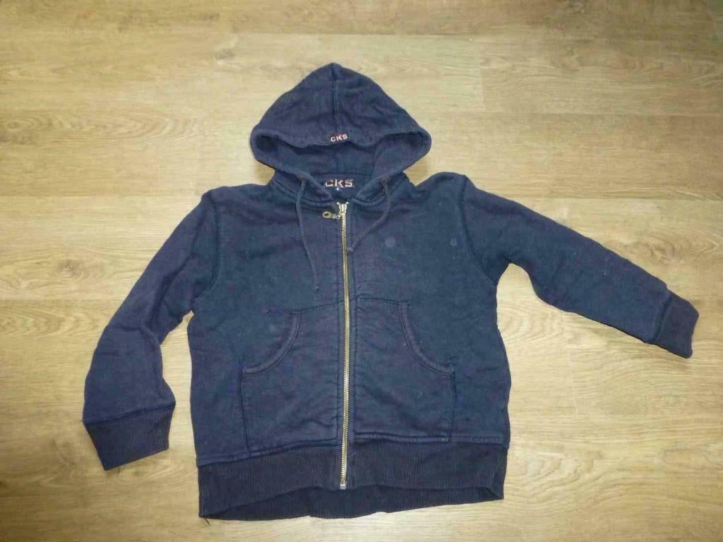 donkerblauwe trui / vest met kap van CKS maat 116, Garçon, Enlèvement ou Envoi, Pull ou Veste, Cks