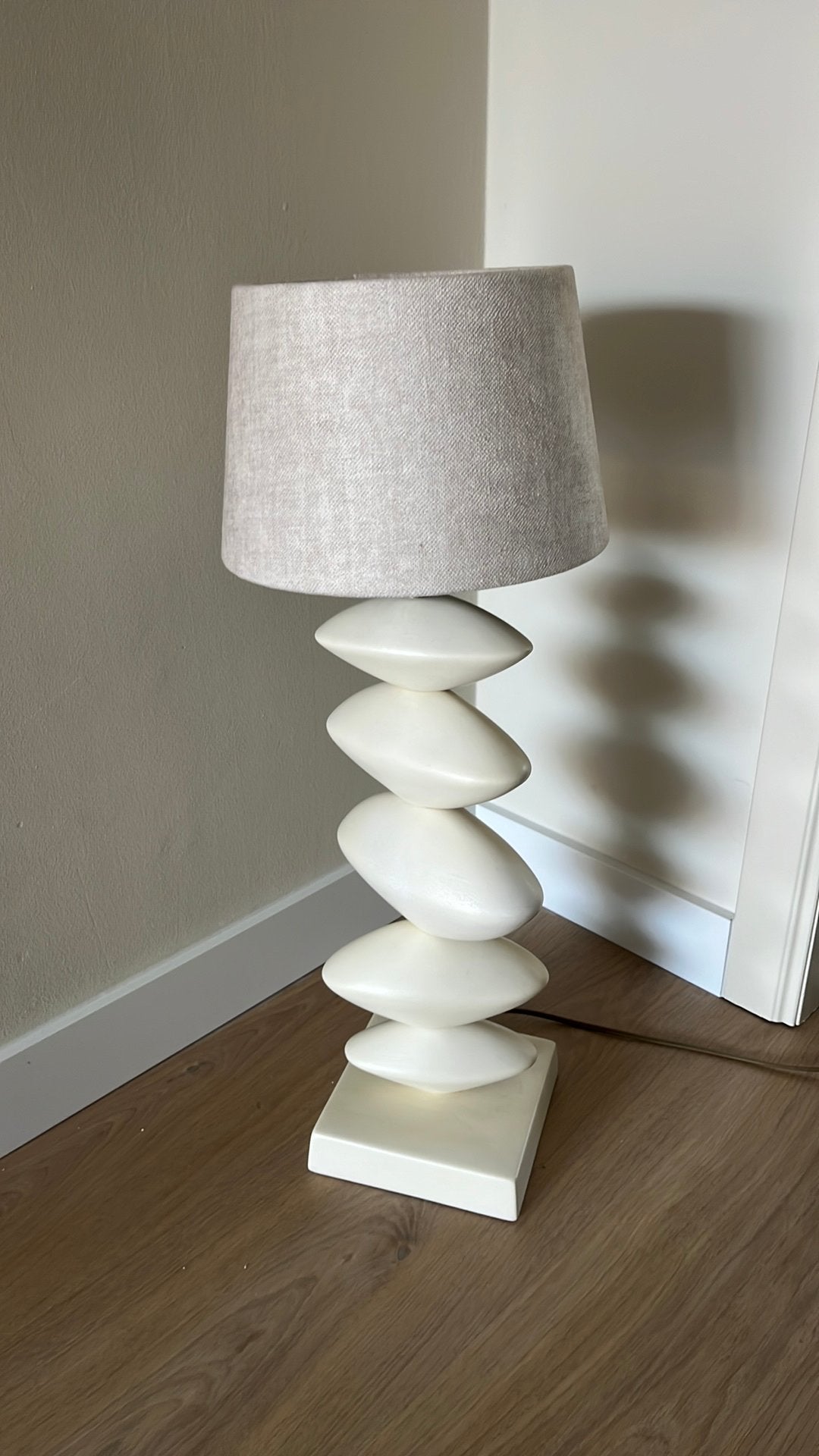 Lamp met lampenkap - beige, 55 cm, Ophalen, Beige, Sfeerlamp