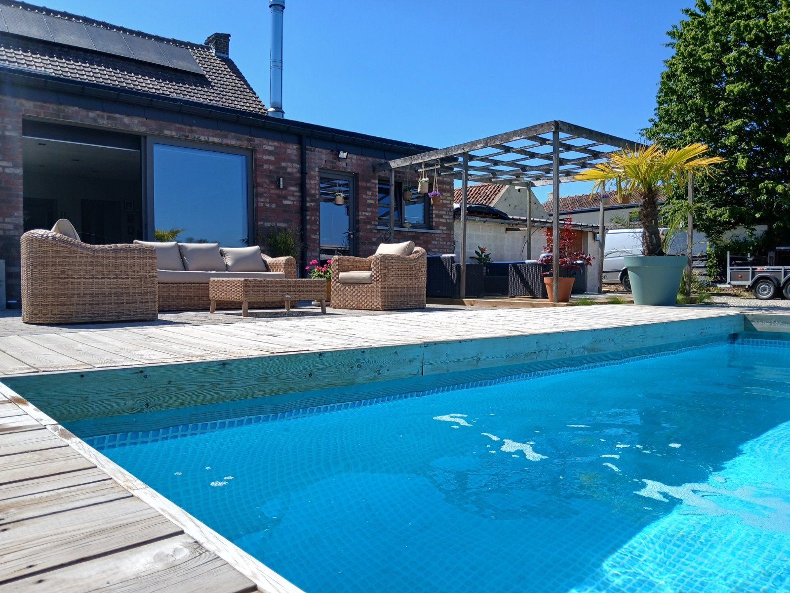 piscine Intex ultra frame semi enterrée, Jardin & Terrasse, Enlèvement