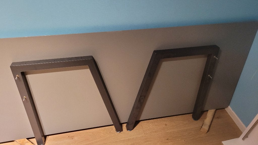 Bureaublad Grijs met steunpoten 200x80x7cm, Ophalen, Zo goed als nieuw, Grijs, 200 cm